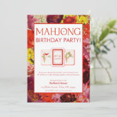 Invitation Mahjong Anniversaire Fête Invitation, Floral (Debout devant)