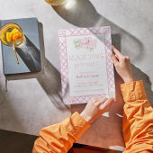 Invitation Mahjong Party Invites, Bamboo lettering, pink tile