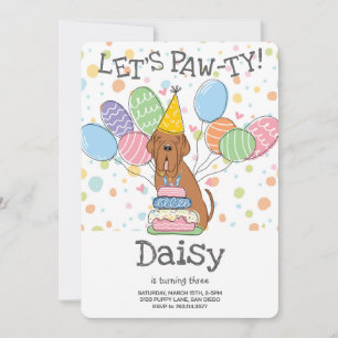 Invitation Mahogany Napolitain Mastiff Chien Anniversaire