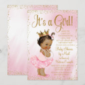 Invitation Mail Baby shower Pink Gold Ethnic Princess Tutu (Devant / Derrière)