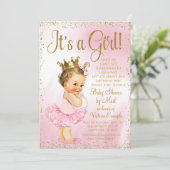 Invitation Mail Baby shower Rose or Brunette Princess Tutu (Debout devant)