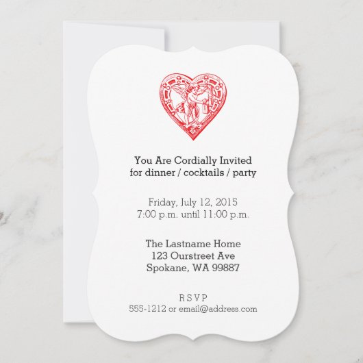 Invitation Mailing Cupid Valentine Coeur Vintage (Devant)