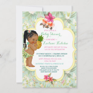 Invitation Maillot de bain bébé fille tropical Luau Hawaïen A