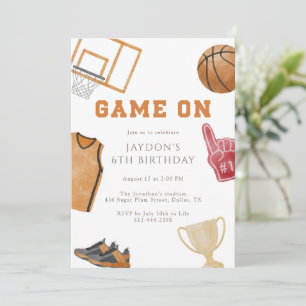 Invitation Maillot de naissance Orange Game On Basketball