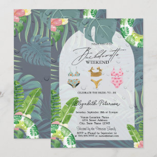 Invitation Maillots de bain Feuilles de palmier Piscine Enter