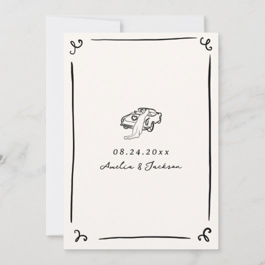 Invitation Main aléatoire tirée Enregistrer la date (Dos)