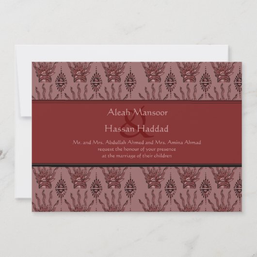 Invitation Main au henné (rouge) (Mariage) (Devant)