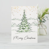 Invitation Main blanche et verte tirée Mignonne Joyeux Noël (Debout devant)