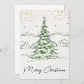 Invitation Main blanche et verte tirée Mignonne Joyeux Noël (Devant / Derrière)