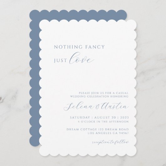 Invitation Main Bleue Douce Rien De Fancy Juste Amour (Devant / Derrière)