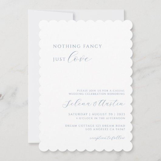 Invitation Main Bleue Douce Rien De Fancy Juste Amour (Devant)