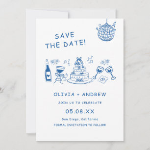 Invitation Main Bleue Levé Mariage Whimsical Enregistrer La D