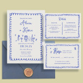 Invitation Main Bleue Tiré Français Amusant Mariage Invitatio