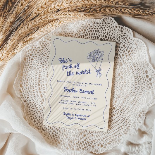 Invitation Main bleue tirée fraîche de la Fête des mariées du