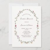 Invitation Main de Brunch de Pâques tiré sur la couronne de f (Devant)