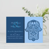 Invitation Main de henné de Hamsa (bleu) (Mariage) (Debout devant)