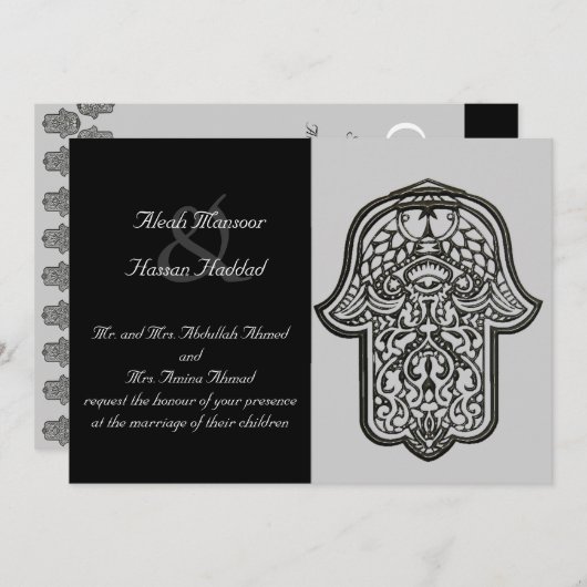 Invitation Main de henné de Hamsa (Mariage) (Devant / Derrière)