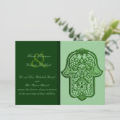 Invitation Main de henné de Hamsa (vert) (Mariage) (Debout devant)
