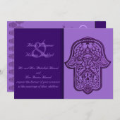Invitation Main de henné de Hamsa (violet) (Mariage) (Devant / Derrière)