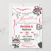 Invitation Main de Noël tirée de la fête d'engagement mariée (Devant)