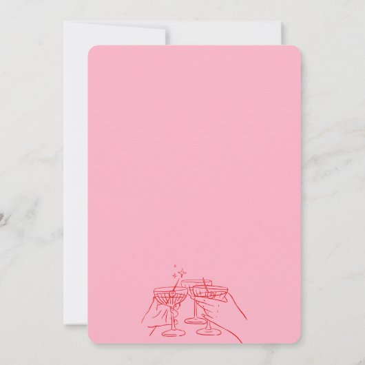 Invitation Main de Whimsical tiré rose Cheers à la mariée (Dos)