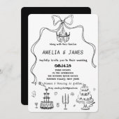 Invitation Main dessinée à la main de Whimsical dessin Mariag (Devant / Derrière)