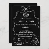 Invitation Main dessinée à la main de Whimsical dessin Mariag (Devant / Derrière)