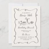 Invitation Main dessinée Anniversaire Brunch Squiggle Cadre (Devant)