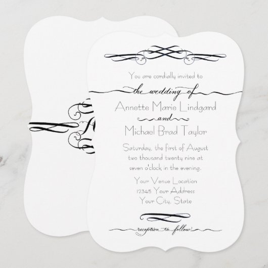 Invitation Main dessinée dans le script de calligraphie lettr (Devant / Derrière)