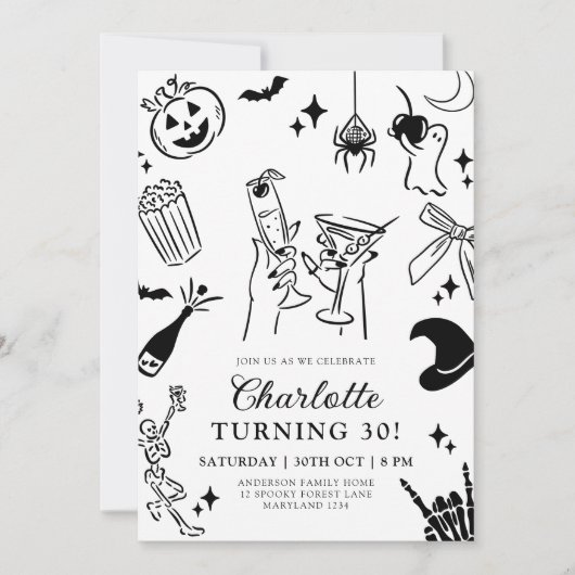 Invitation Main dessinée Halloween 30e anniversaire (Devant)