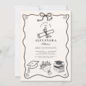 Invitation Main dessinée Illustrée noir & blanc Grad (Devant)