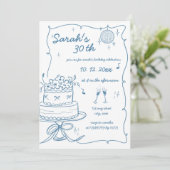 Invitation Main dessinée manuscrite Scribble Anniversaire (Debout devant)