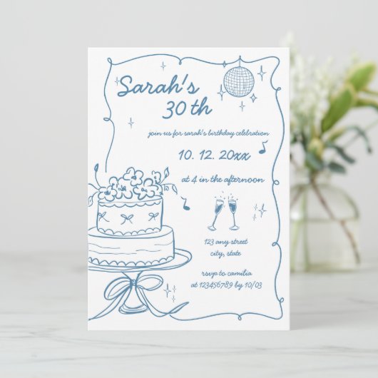 Invitation Main dessinée manuscrite Scribble Anniversaire (Debout devant)