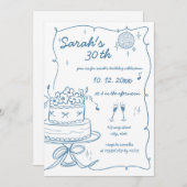 Invitation Main dessinée manuscrite Scribble Anniversaire (Devant / Derrière)