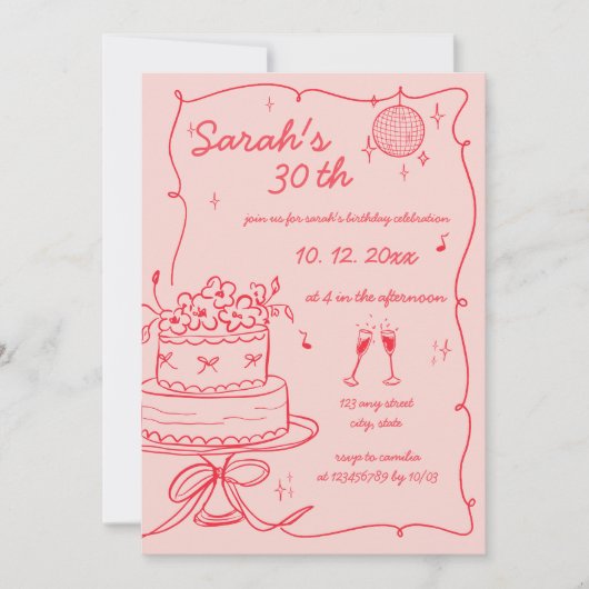 Invitation Main dessinée manuscrite Scribble Anniversaire (Devant)