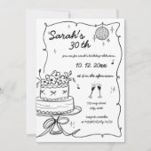 Invitation Main dessinée manuscrite Scribble Anniversaire (Devant)