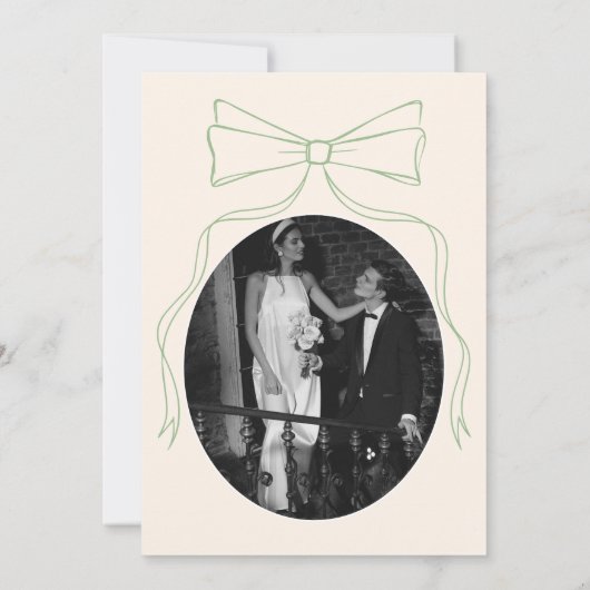 Invitation Main dessinée mariage vert Enregistrer la date Pho (Dos)