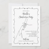 Invitation Main dessinée noir & blanc Chic Photo Graduation (Devant)
