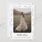 Invitation Main dessinée noir & blanc Chic Photo Graduation (Dos)