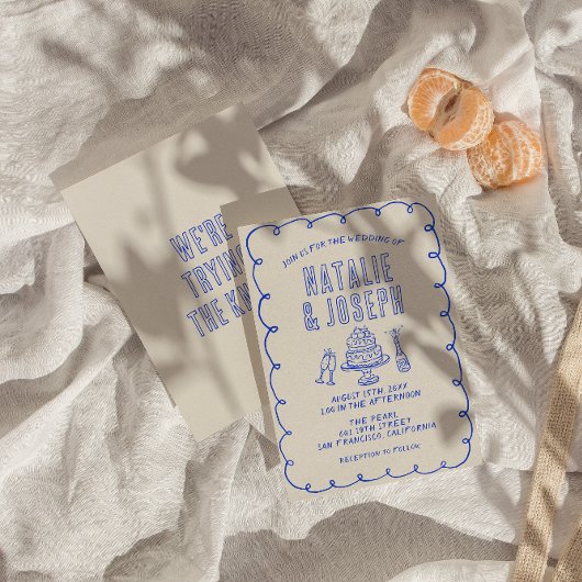 Invitation Main dessinée Scribble Écrit Quirky Retro Mariage