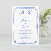 Invitation Main dessinée Whimsical Blue Mariage français (Debout devant)