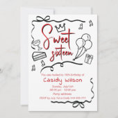 Invitation Main dessinée whimsy joueuse princesse douce 16 (Devant)