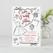 Invitation Main dessinée whimsy joueuse princesse douce 16 (Debout devant)