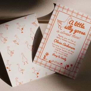 Invitation Main d'oie ridicule tirée Baby shower neutre entre