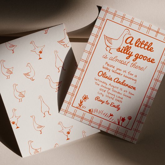 Invitation Main d'oie ridicule tirée Baby shower neutre entre