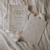 Invitation Main d'oie tirée vert Neutre Baby shower classique