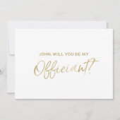 Invitation Main d'or de la demande | d'Officiant de mariage (Devant)