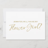 Invitation Main d'or marquée avec des lettres "vous serez ma (Devant)