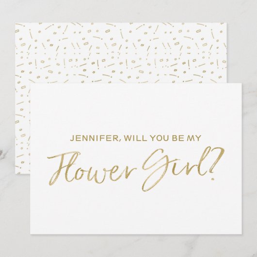 Invitation Main d'or marquée avec des lettres "vous serez ma (Devant / Derrière)