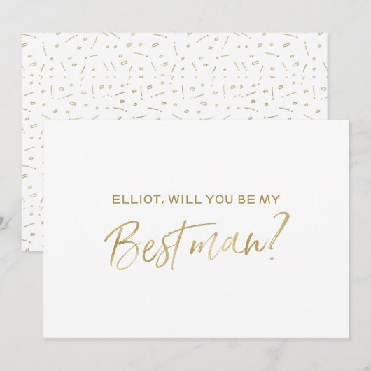 Invitation Main d'or marquée avec des lettres "vous serez mon (Devant / Derrière)